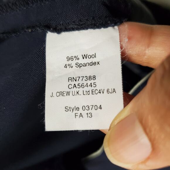 J. Crew Tollegno 1900 Italian Wool Blue Trousers Pants Sz 6 Classic Workwear - Picture 8 of 9